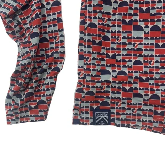 Oiselle Orange Red Blue Patterned Long Sleeve Top XL - Picture 6 of 7